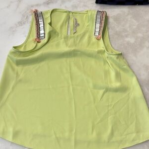 Lime Green Sleeveless Top with Silver Accents
